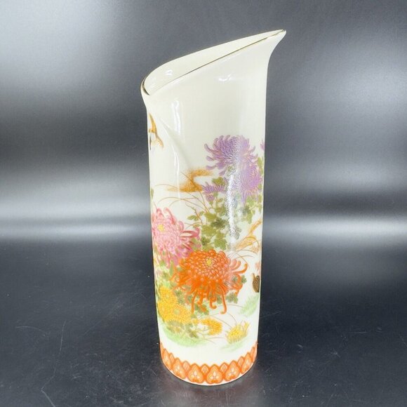 Japanese Porcelain Ceramic Folded Vase Shibata Japan Flower Shaped Vase Painted - Picture 11 of 16